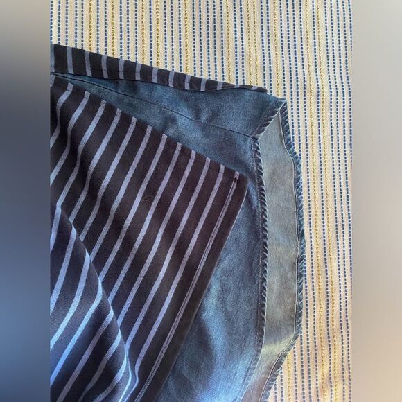 J.Jill Dress Mixed Media Shirttail  Striped Womens Size 1X  Blue Denim Pockets - Picture 14 of 15
